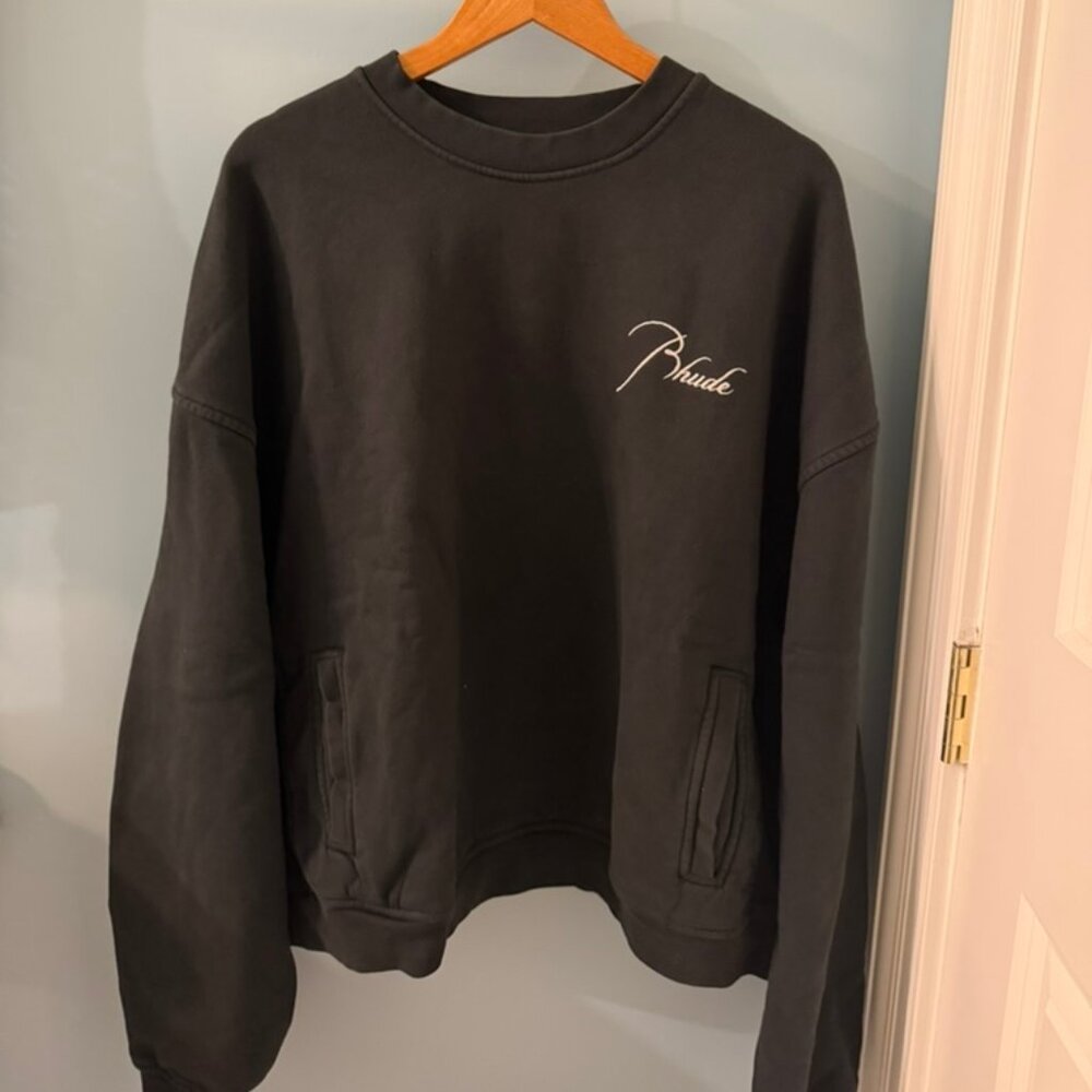 Rhude Embroidered Crewneck Sweatshirt Black Size Medium